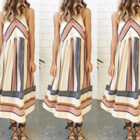 Round Neck Fashion Printed Sleeveless Dress - Thumbnail 1