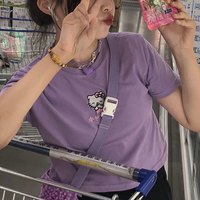 Cute Cat Kitten Embroidery Anime Cartoon Crop Top Short Sleeve Shirt T-shirt Top Summer Casual E-Girl Kawaii Korean Japanese Harajuku Streetwear - Thumbnail 8