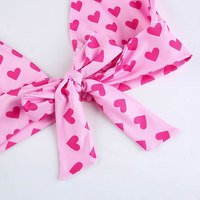 Cute Pink Heart Print Halter Bustier Crop Top Sleeveless Backless Lace Up Bralette Summer Casual E-Girl Kawaii Korean Japanese Harajuku Streetwear - Thumbnail 9