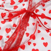 Cute Sexy Heart Print V Neck Lace Edge Crop Top Camisole Shirt Club Party Summer Casual E-Girl Kawaii Korean Japanese Harajuku Streetwear - Thumbnail 5