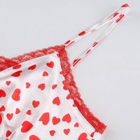 Cute Sexy Heart Print V Neck Lace Edge Crop Top Camisole Shirt Club Party Summer Casual E-Girl Kawaii Korean Japanese Harajuku Streetwear - Thumbnail 6