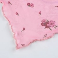 Cute Pink Blue Flower Print Mesh Halter Crop Top Blouse Sleeveless Shirt Club Party Summer Casual E-Girl Kawaii Korean Japanese Harajuku Streetwear - Thumbnail 7