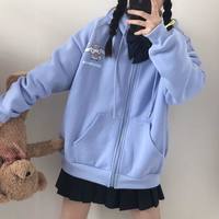 Cute Anime Cartoon Print Long Sleeve Zipper Zip Up Hoodie Sweatshirt Sweater Pullover Jumper E-Girl Kawaii Korean Japanese Harajuku Streetwear - Thumbnail 5