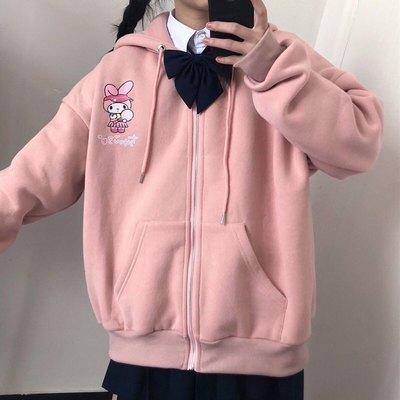 Cute Anime Cartoon Print Long Sleeve Zipper Zip Up Hoodie Sweatshirt Sweater Pullover Jumper E-Girl Kawaii Korean Japanese Harajuku Streetwear