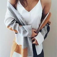 Women Knitted Long-Sleeved Sweater Coat - Thumbnail 1