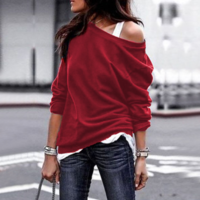 Solid Color Fashion Round Neck Long Sleeve Sweater - Thumbnail 2