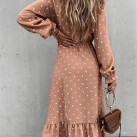 V-neck Sexy Print Long Sleeve Dress - Thumbnail 3