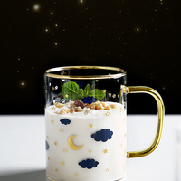 Creative starry sky cloud glass transparent water cup - Thumbnail 5