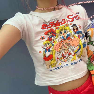 Harajuku sailor moon white top tee
