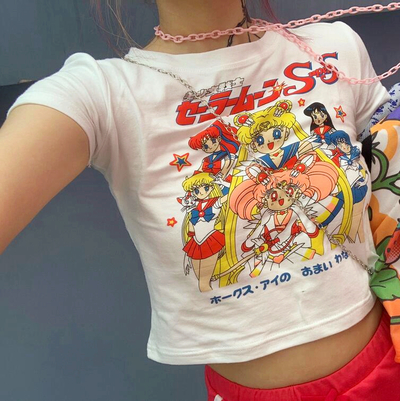 Harajuku Sailor Moon White Top Tee