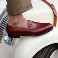 Best Burgundy Handmade Loafer Shoes, Men Leather Slip ons Leather Dress Shoe - Thumbnail 1