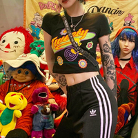 Cute Yellow Tweety Bird Print Black Tee - Thumbnail 2