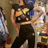 Cute Yellow Tweety Bird Print Black Tee - Thumbnail 4