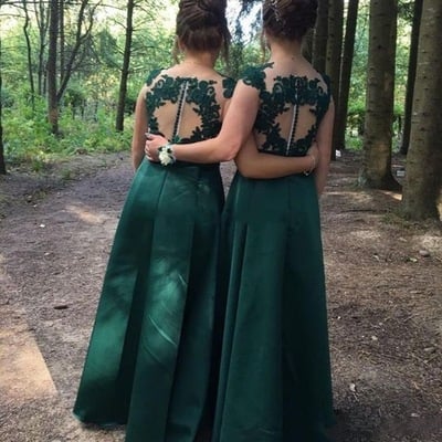 Green prom dresses with appliques - Thumbnail 4