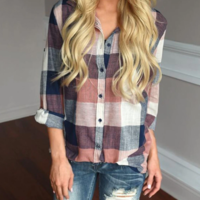 Long Sleeve Plaid Print Shirt - Thumbnail 2