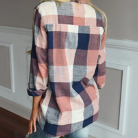 Long Sleeve Plaid Print Shirt - Thumbnail 3