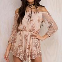 Reverse - Life Of The Party Strapless Sequin Romper - Rose Gold - Thumbnail 1