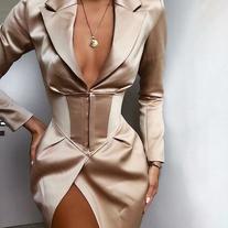 Sexy V-Neck Slim Long Sleeve Dress