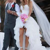 Strapless High Low Bridal Dresses for Beach Weddings,970 - Thumbnail 2