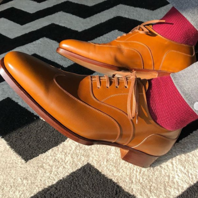 New handmade tan wingtip dress formal shoes for men