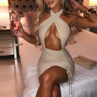 Fashion Sexy Backless Slim Bag Hip Dress - Thumbnail 1