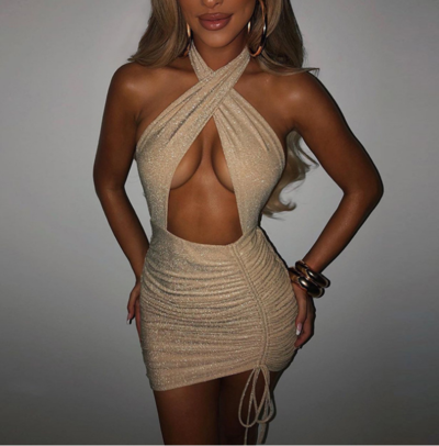 Fashion Sexy Backless Slim Bag Hip Dress