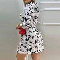 Temperament Long Sleeve Printed Dress - Thumbnail 1