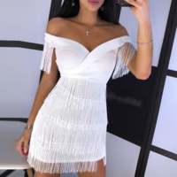 White One-Shoulder Skinny Sexy Dress - Thumbnail 2