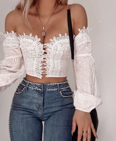 Lace Sexy One-Shoulder Strapless T-Shirt