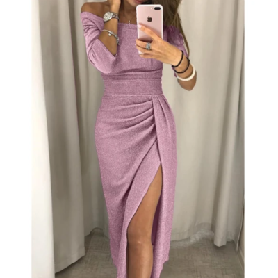 Fashion high waist long sleeve bag hip dress