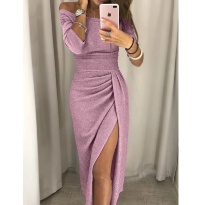 Fashion High Waist Long Sleeve Bag Hip Dress