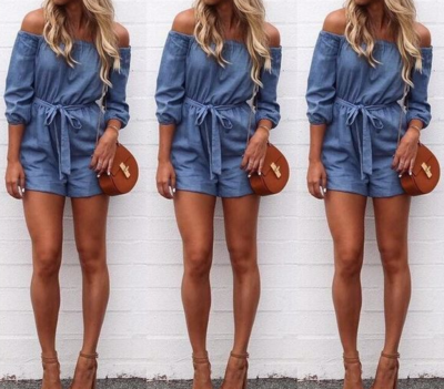 Fashion Sexy Off Collar Jumpsuits