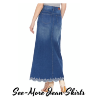 PARIS LONG INDIGO WASH DENIM SKIRT - Thumbnail 1