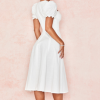 Women'S Solid Color Short-Sleeved Split Princess Dress - Thumbnail 3