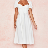 Women'S Solid Color Short-Sleeved Split Princess Dress - Thumbnail 2