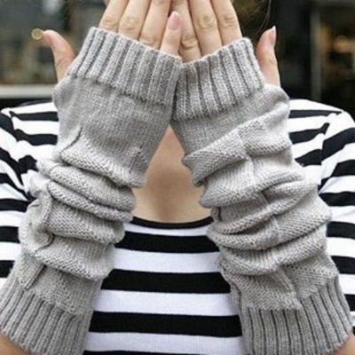 Promotion"free shipping"new autumn winter fashion knitting additional length warm gray mitten