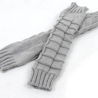 Promotion"Free Shipping"New autumn winter fashion knitting additional length warm gray mitten - Thumbnail 3