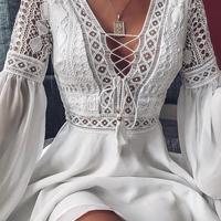 Solid Color Temperament Long Sleeve Princess Dress - Thumbnail 1