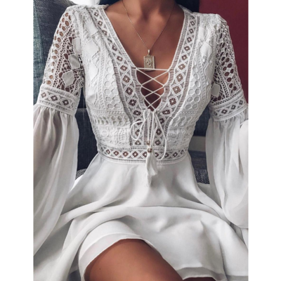 Solid Color Temperament Long Sleeve Princess Dress