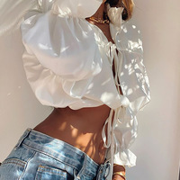 Solid Color Long-Sleeved Slim Top - Thumbnail 1