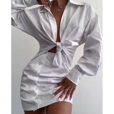 Women'S Sexy Solid Color Bag Hip Dress