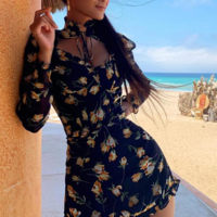 Long Sleeve High Necked Sexy Bandage Dress - Thumbnail 3