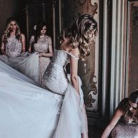 Mermaid Sweetheart Ivory Tulle Wedding Dresses with Appliques - Thumbnail 3