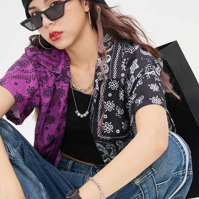 Paisley color block shirt