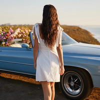 Sling Pure Color Temperament Sleeveless White Dress - Thumbnail 1