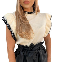 Fashion Vest Round Neck Slim Solid Color Sexy Vest Shirt Top - Thumbnail 3