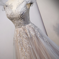 Cute lace long A line prom dress evening dress - Thumbnail 1