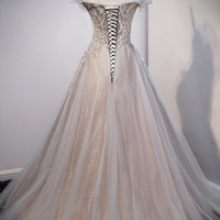 Cute lace long A line prom dress evening dress - Thumbnail 3