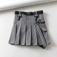 Solid Color High Waist Slim Skirt - Thumbnail 4
