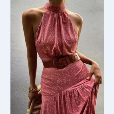 Sweet sleeveless print high waist dress - Thumbnail 5